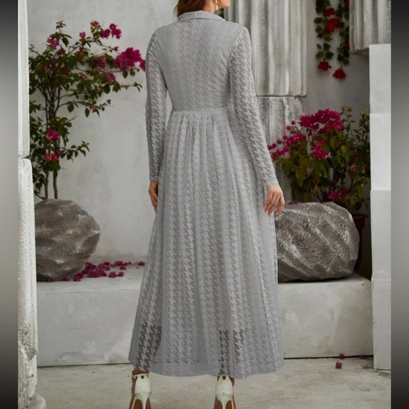 SHEIN Dresses & Skirts - Belle Houndstooth Pattern Single Breasted Lace Dress